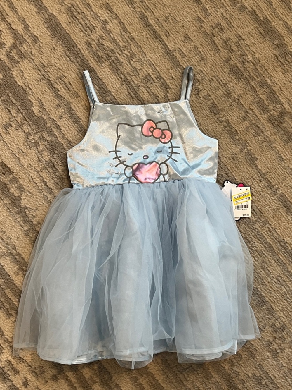 Hello Kitty Pale Blue Tulle Party Dress with Pink Bow Detail